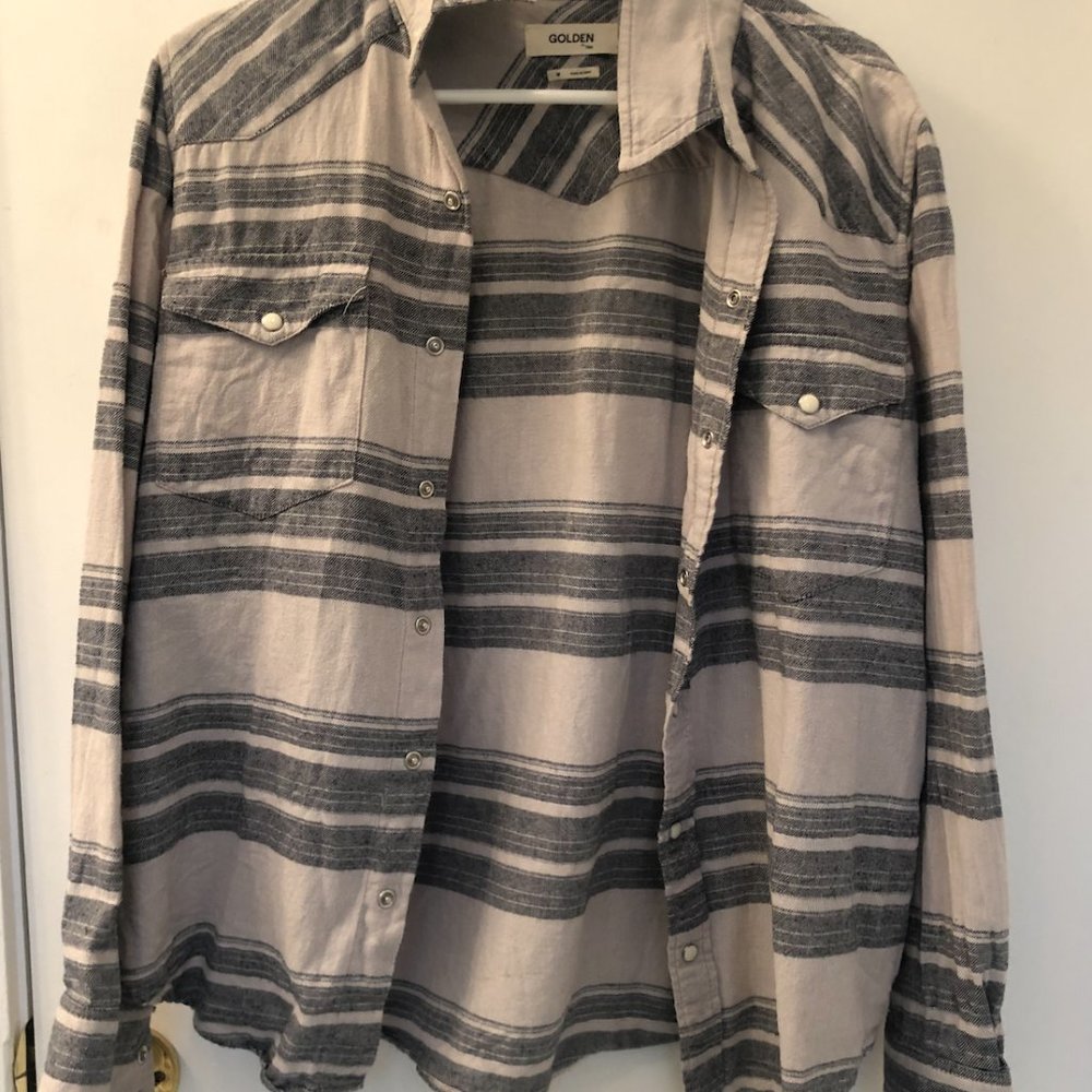 Aritiza Golden Striped Long Sleeved Button Down - Picture 2 of 3